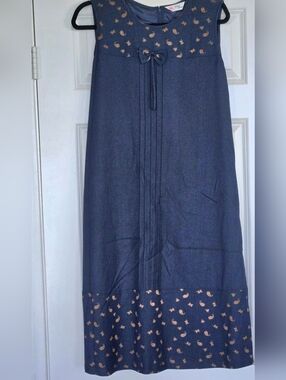 Sleeveless Navy Maxi Dress with Subtle Copper Paisley Accents